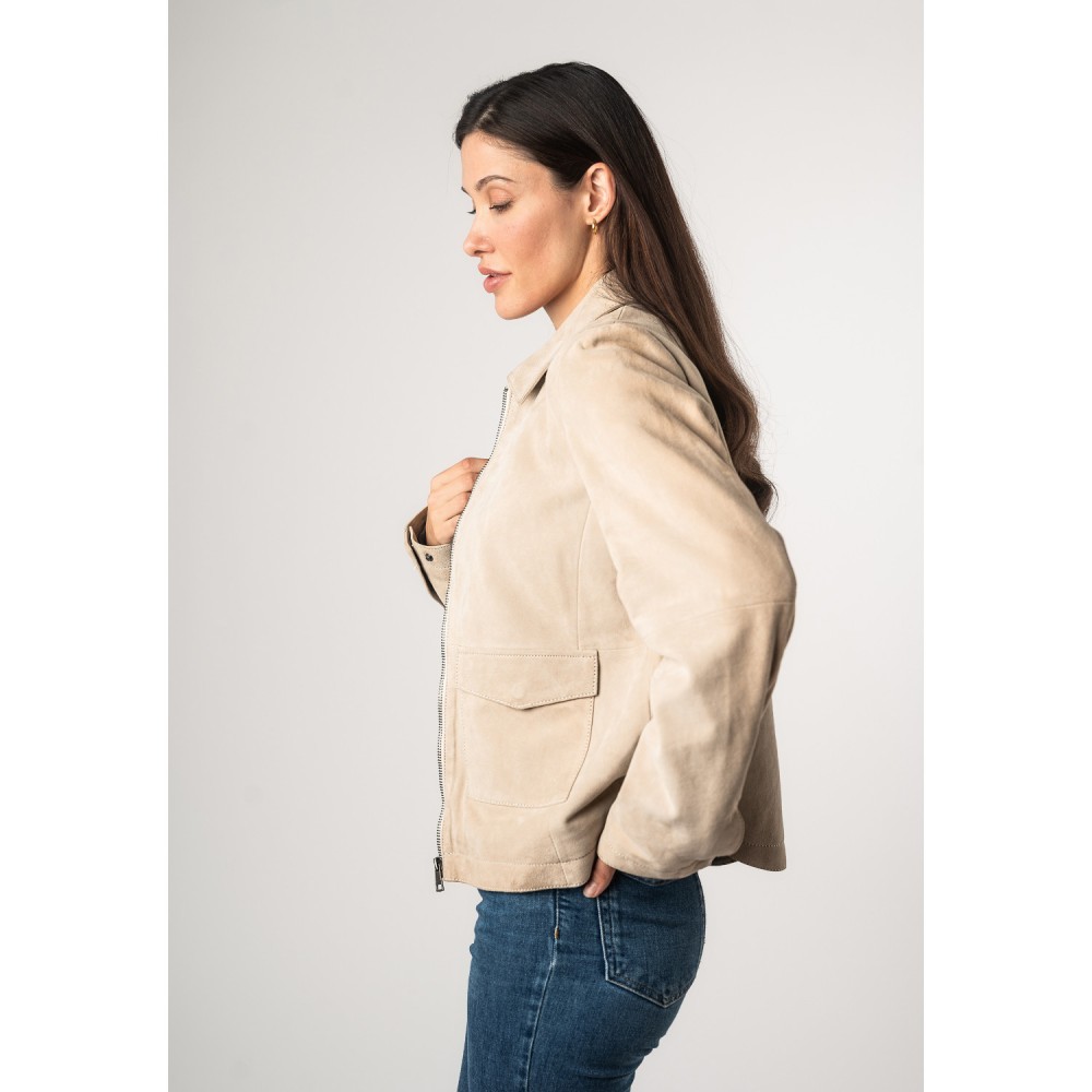 Geaca de Piele Dama Mauritius Alb Ivoriu MWYaima - readytowear