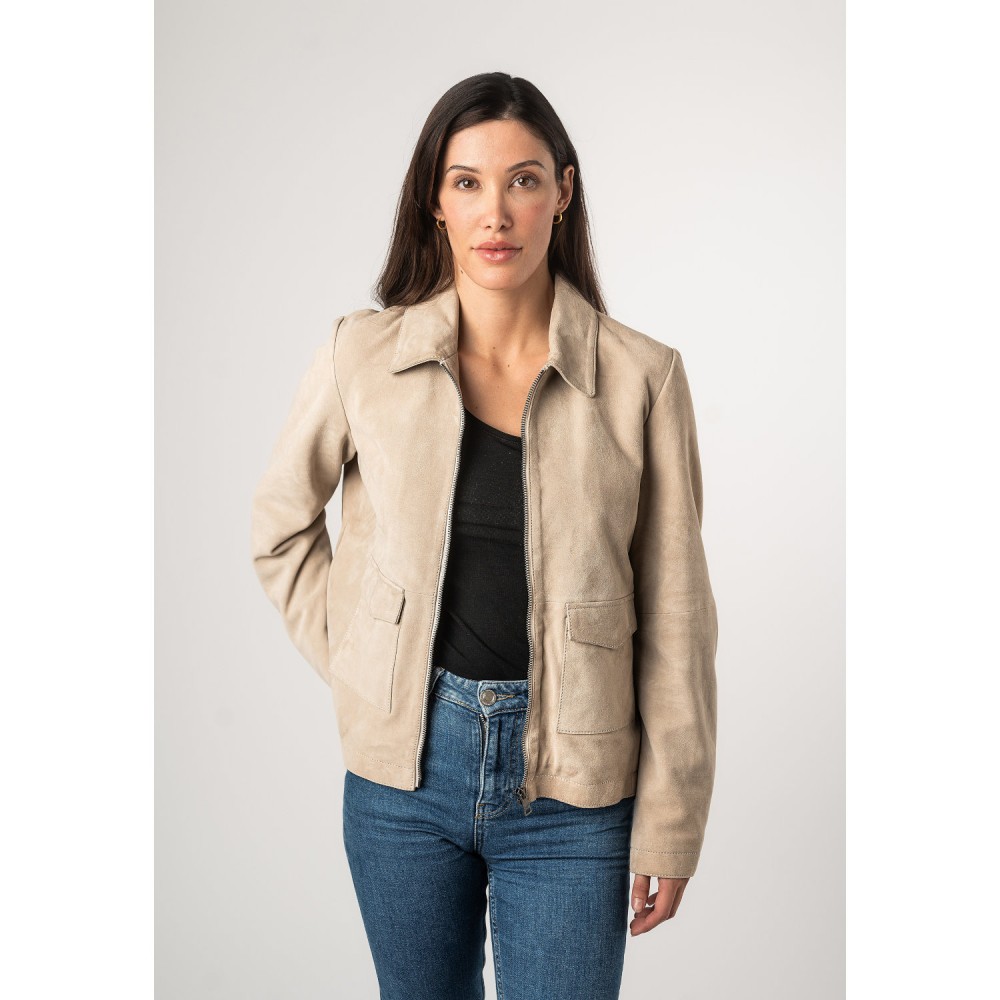 Geaca de Piele Dama Mauritius Alb Ivoriu MWYaima - readytowear