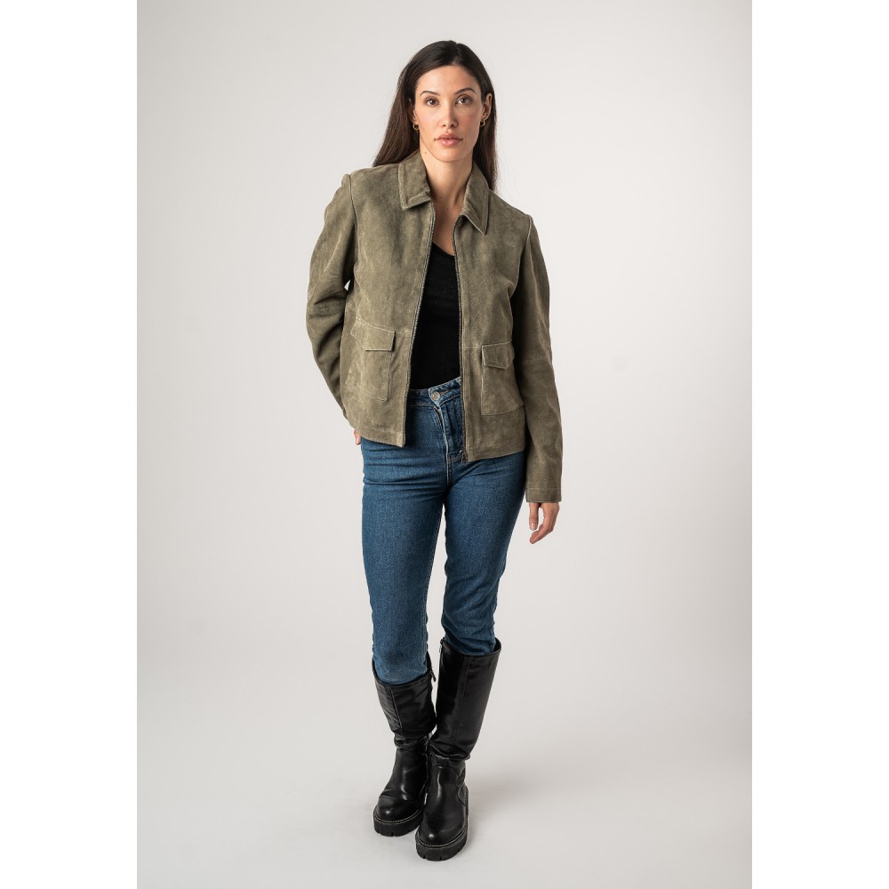 Geaca de Piele Dama Mauritius Verde Deschis MWYaima - readytowear