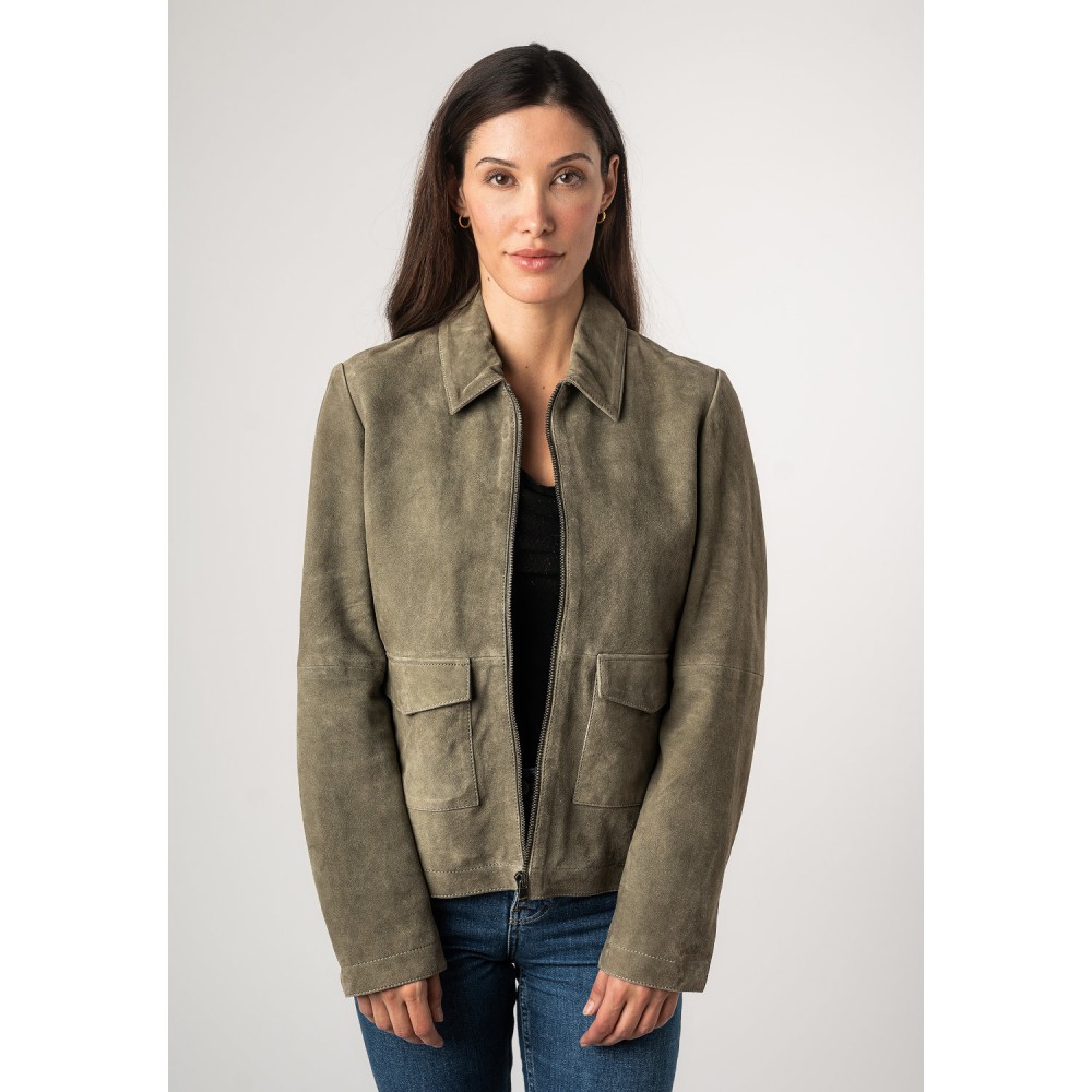 Geaca de Piele Dama Mauritius Verde Deschis MWYaima - readytowear