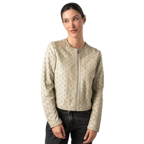 Geaca de Piele Dama Mauritius Alb Ivoriu MWYalou