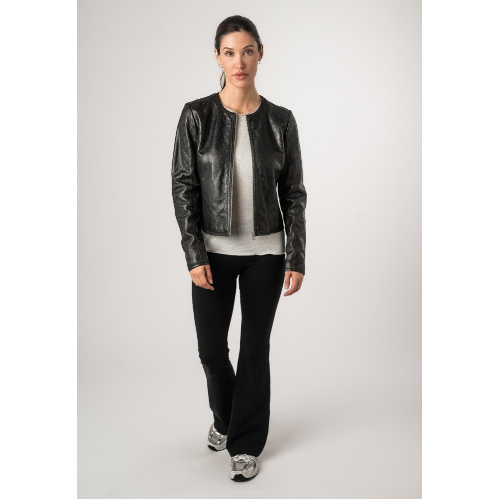 Geaca de Piele Dama Mauritius Neagra MWYalou - readytowear