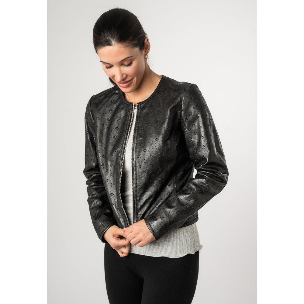 Geaca de Piele Dama Mauritius Neagra MWYalou - readytowear