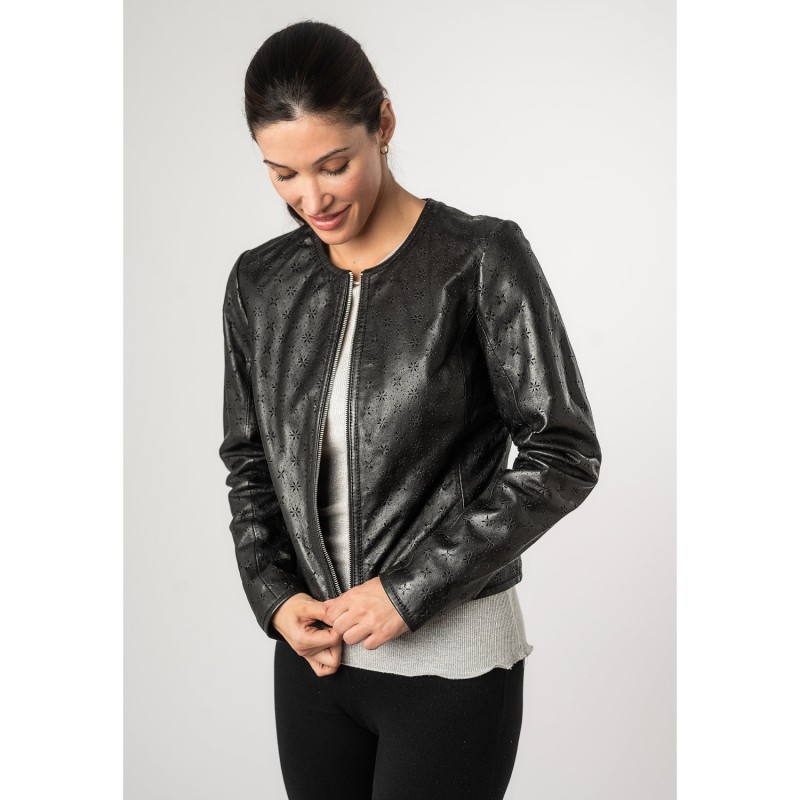 Geaca de Piele Dama Mauritius Neagra MWYalou – Geci de Piele