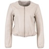 Geacă scurtă de piele damă Mauritius MWYanna alb ivoriu tip bolero stil minimalist