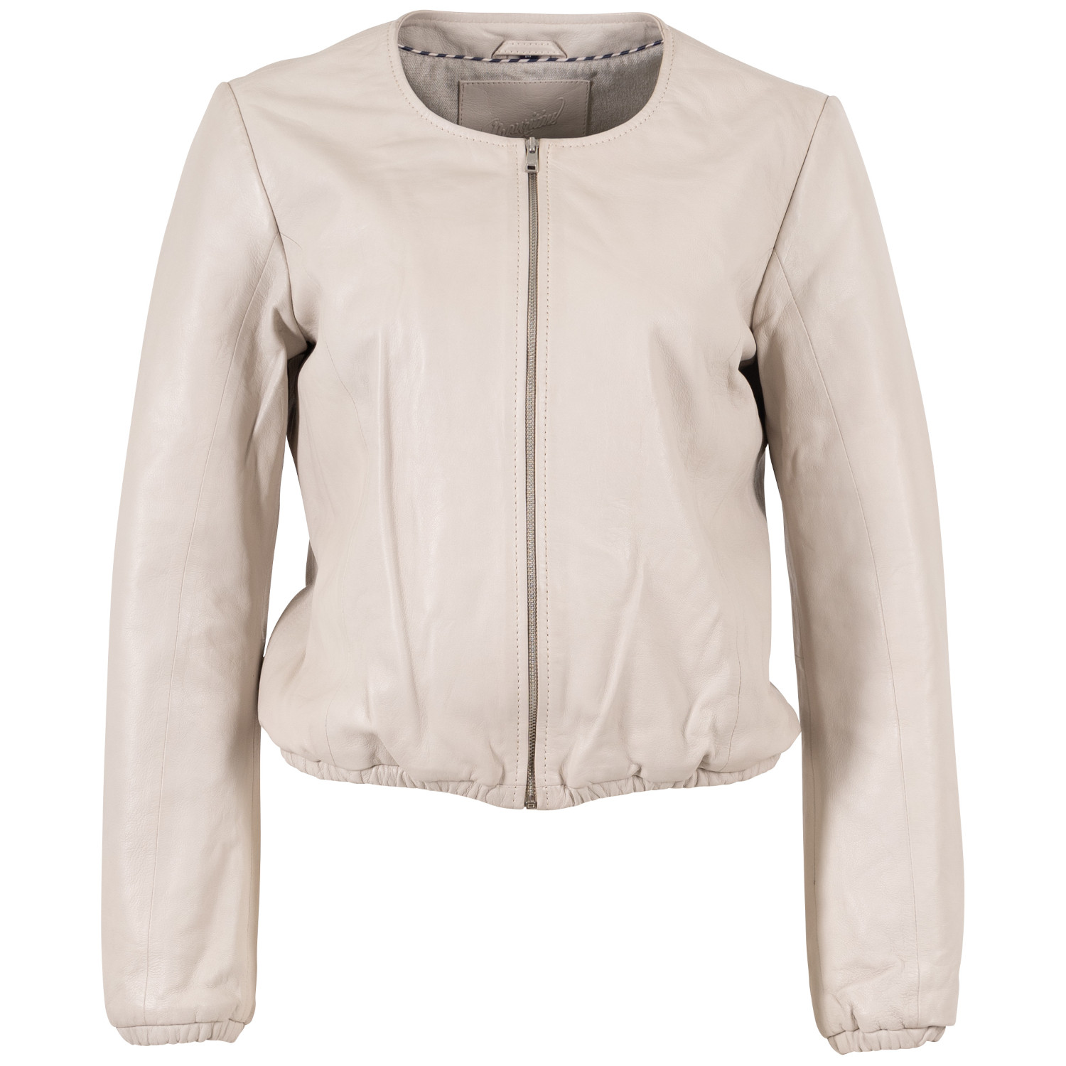 Geacă scurtă de piele damă Mauritius MWYanna alb ivoriu tip bolero stil minimalist