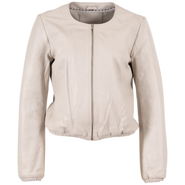 Geaca Scurta de Piele Dama Mauritius Alb Ivoriu MWYanna