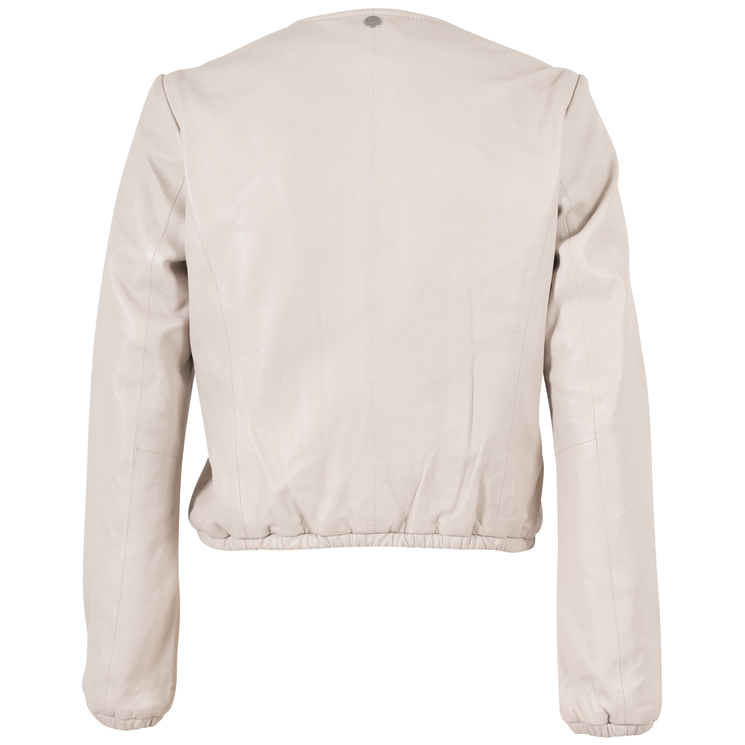 Geacă scurtă de piele damă Mauritius MWYanna alb ivoriu tip bolero stil minimalist