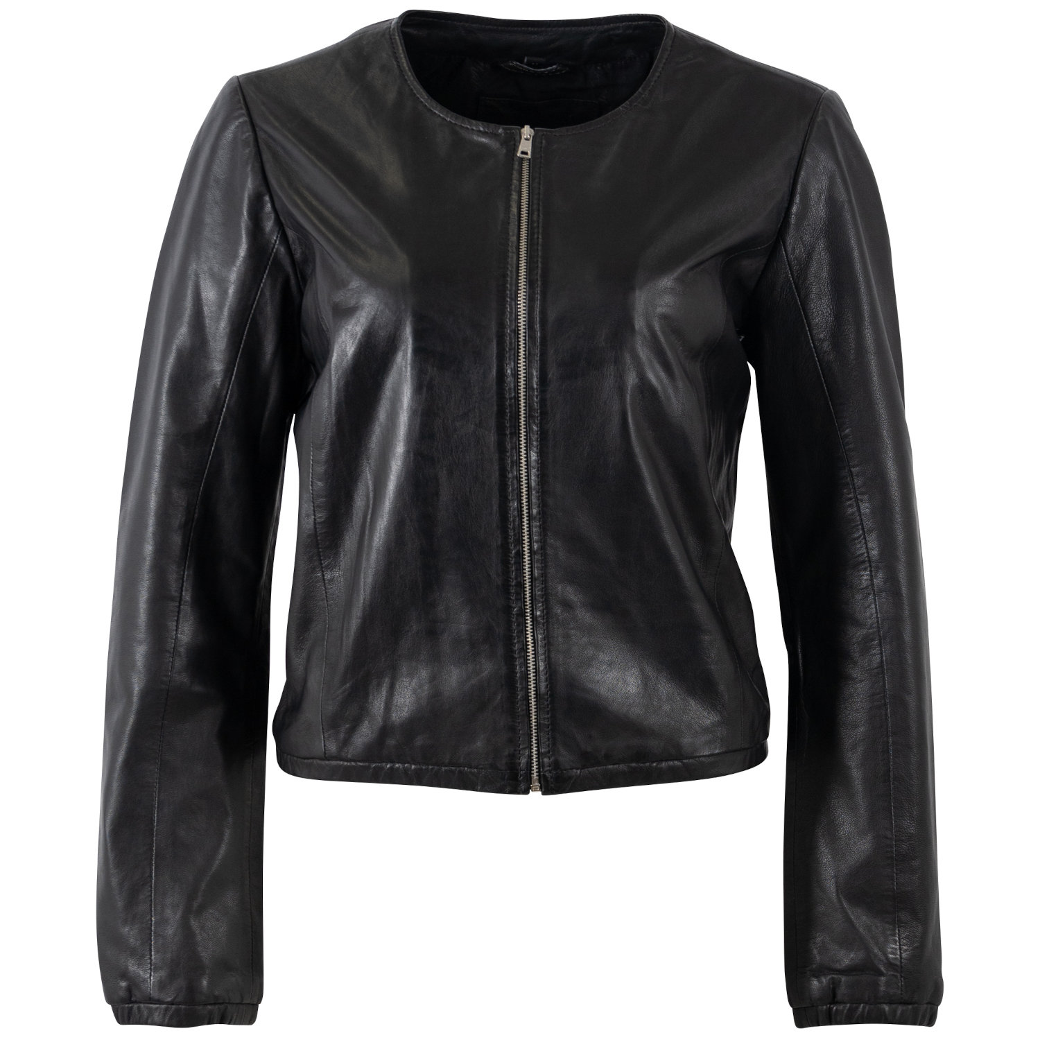 Geacă scurtă de piele damă Mauritius MWYanna neagră tip bolero stil minimalist