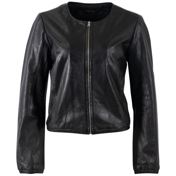 Geaca Scurta de Piele Dama Mauritius Neagra MWYanna