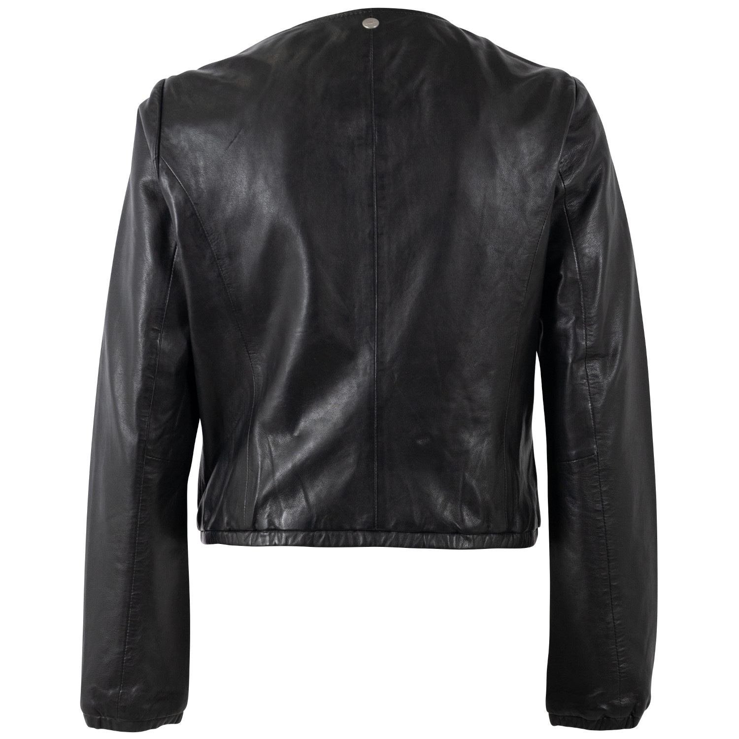 Geacă scurtă de piele damă Mauritius MWYanna neagră tip bolero stil minimalist