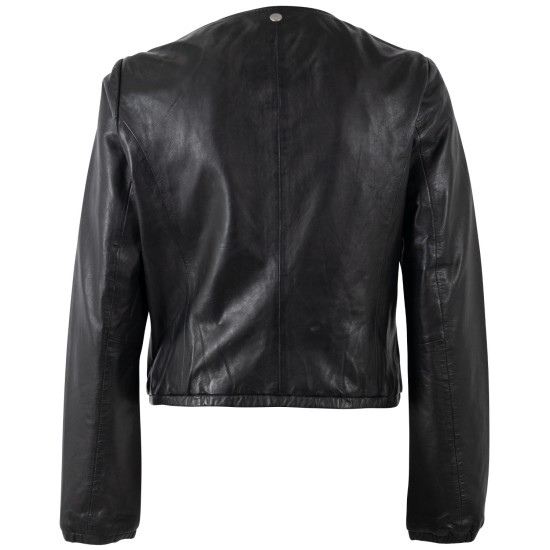 Geaca Scurta de Piele Dama Mauritius Neagra MWYanna