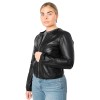 Geacă scurtă de piele damă Mauritius MWYanna neagră tip bolero stil minimalist