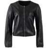 Mauritius MWYanna geacă scurtă de piele damă neagră bolero elegant Geacă scurtă de piele damă Mauritius MWYanna neagră tip bolero stil minimalist