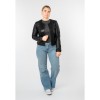 Mauritius MWYanna geacă scurtă de piele damă neagră bolero elegant Geacă scurtă de piele damă Mauritius MWYanna neagră tip bolero stil minimalist