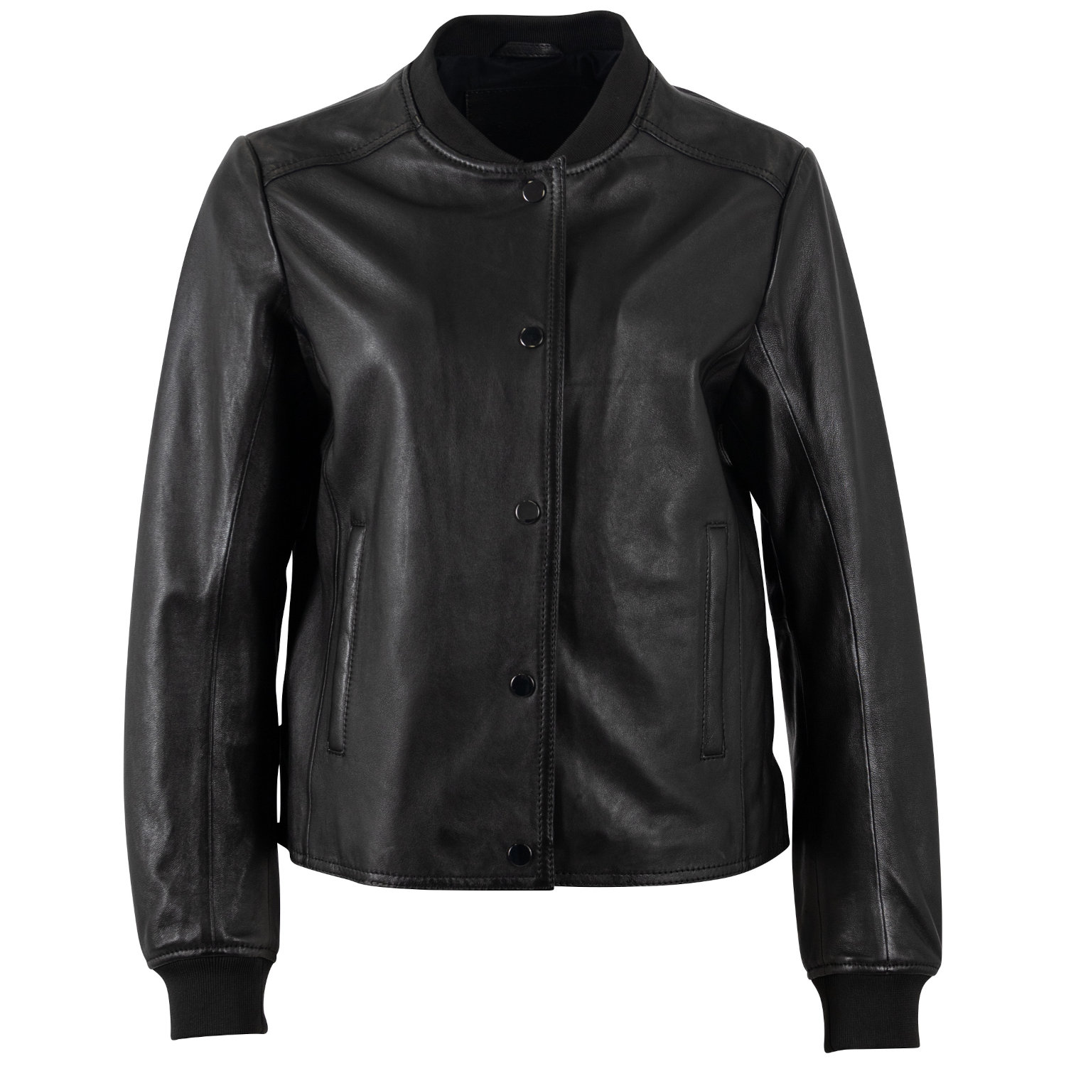 geaca piele dama mauritius neagra mwyele stil bomber capse mansete elastice