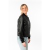 geaca piele dama mauritius neagra mwyele stil bomber capse mansete elastice