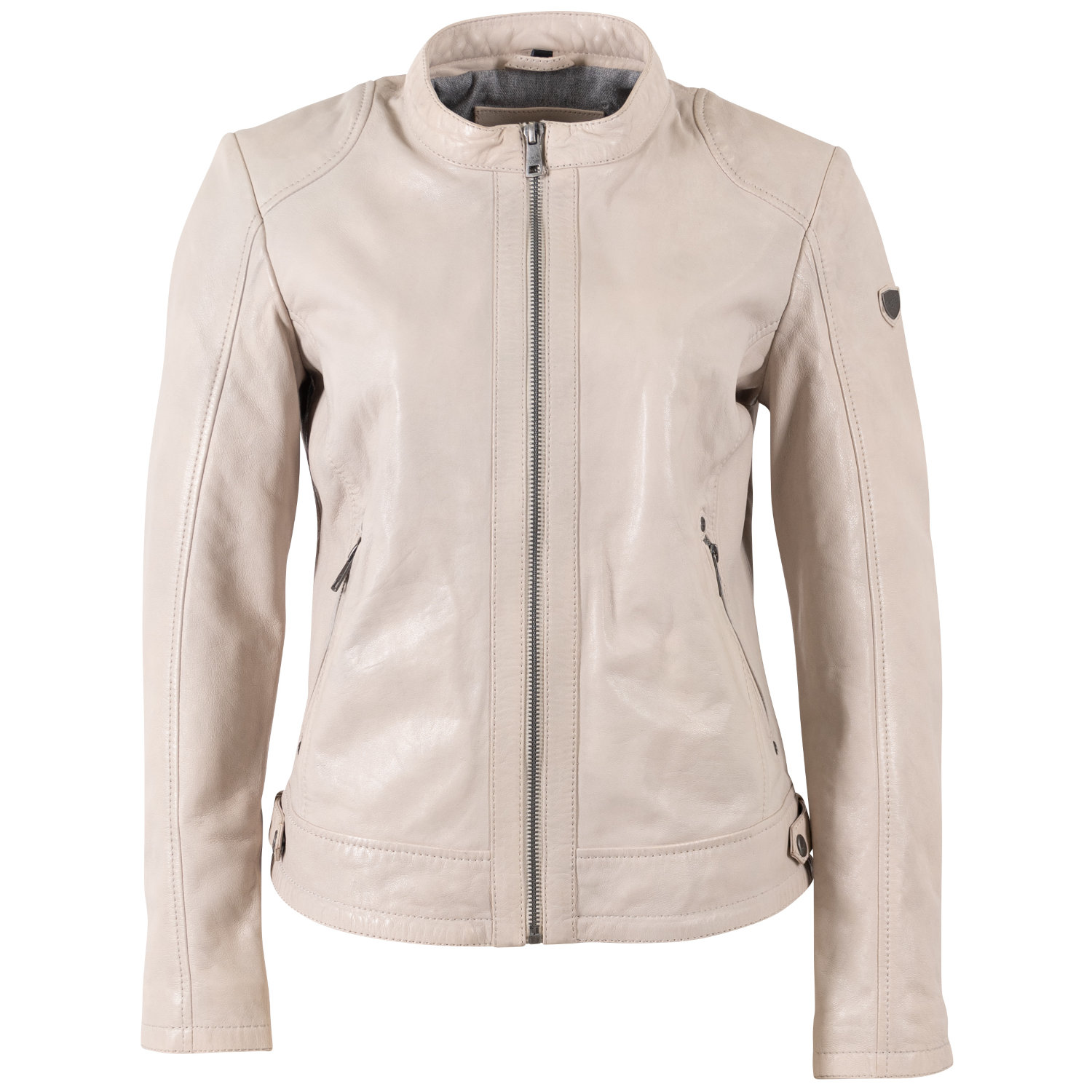 Geacă de piele damă Mauritius MWYouvie alb ivoriu stil biker elegant