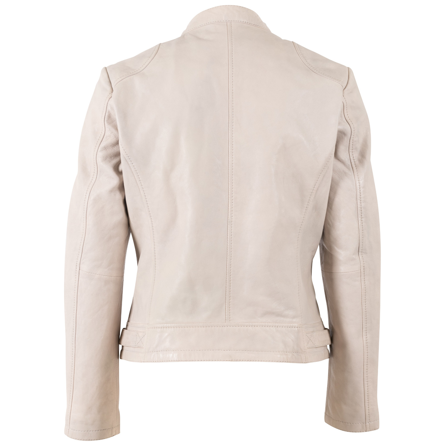 Geacă de piele damă Mauritius MWYouvie alb ivoriu stil biker elegant