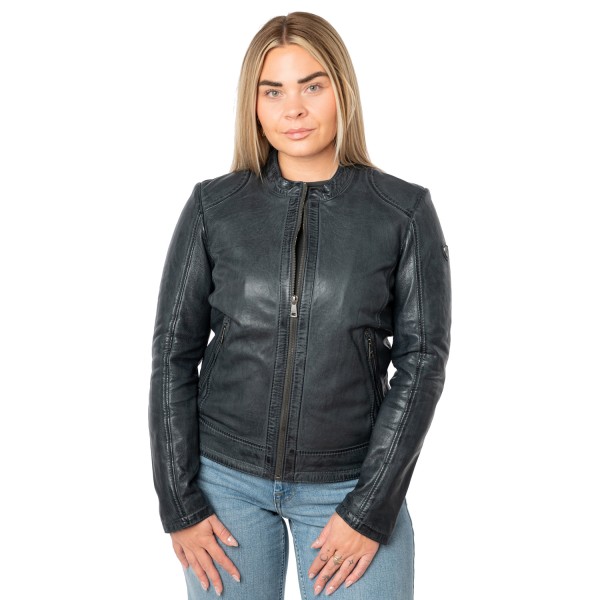 geacă de piele damă Mauritius MWYouvie albastru închis stil biker — fotografia 3
