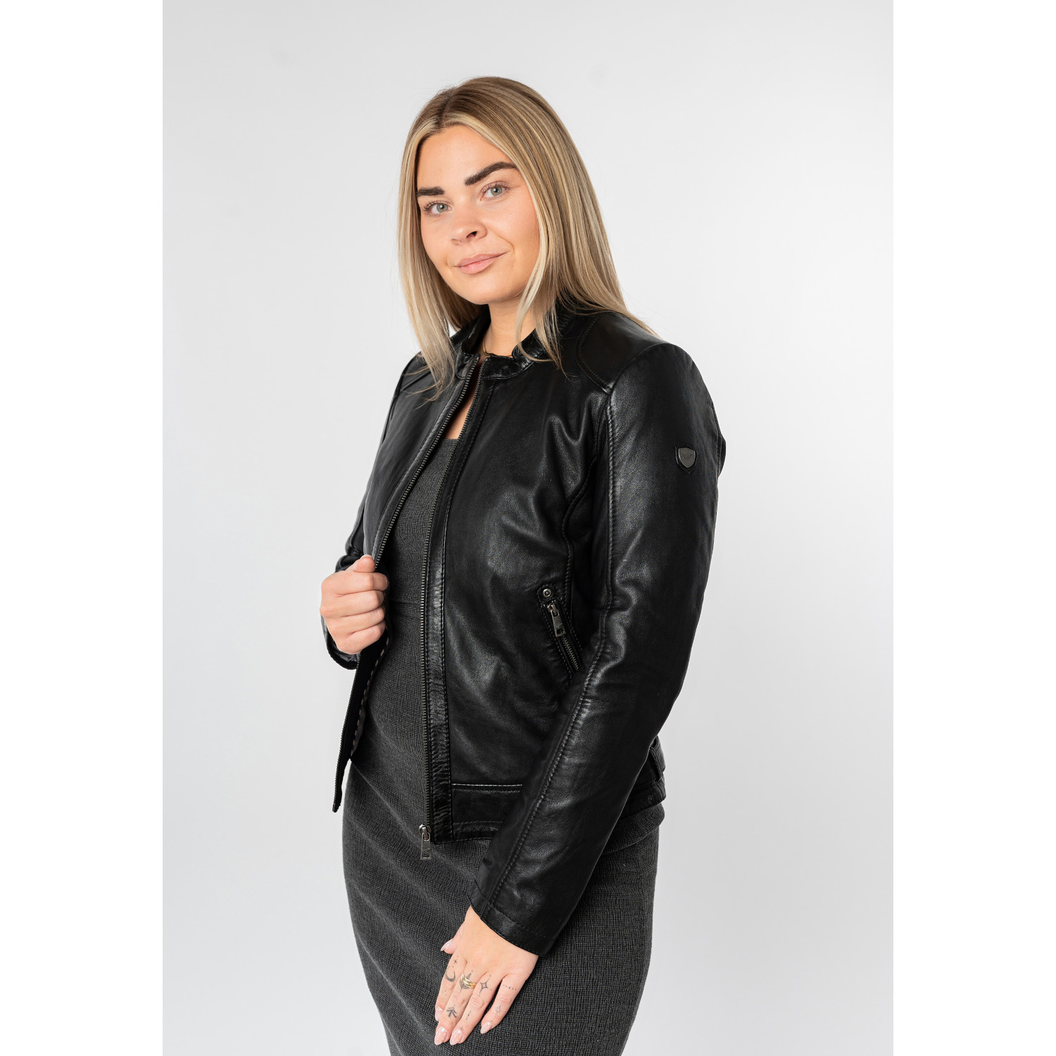 Geaca de Piele Dama Mauritius Neagra MWYouvie – Geci de Piele