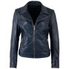 Geacă de piele damă Mauritius MWZKandi bleumarin regular fit stil biker