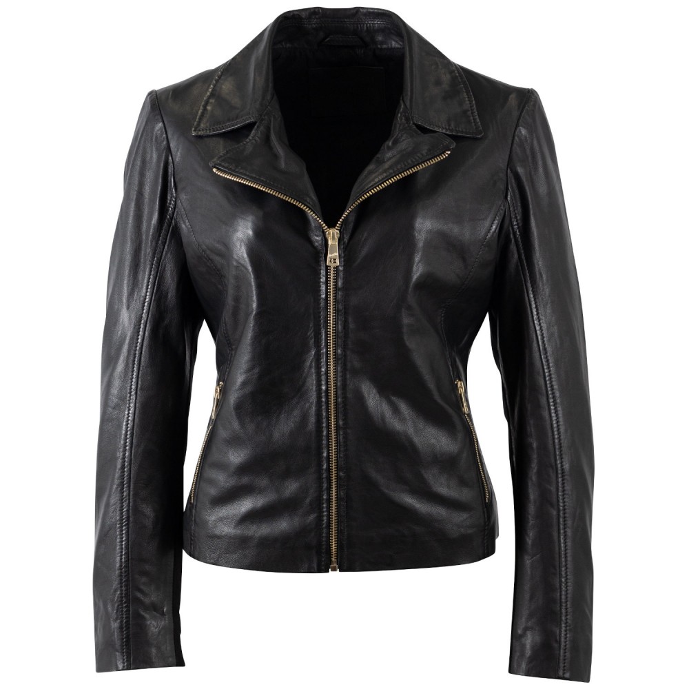 Geaca de Piele Dama Mauritius Neagra MWZkandi