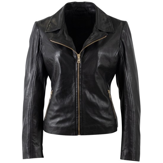 Geaca de Piele Dama Mauritius Neagra MWZkandi