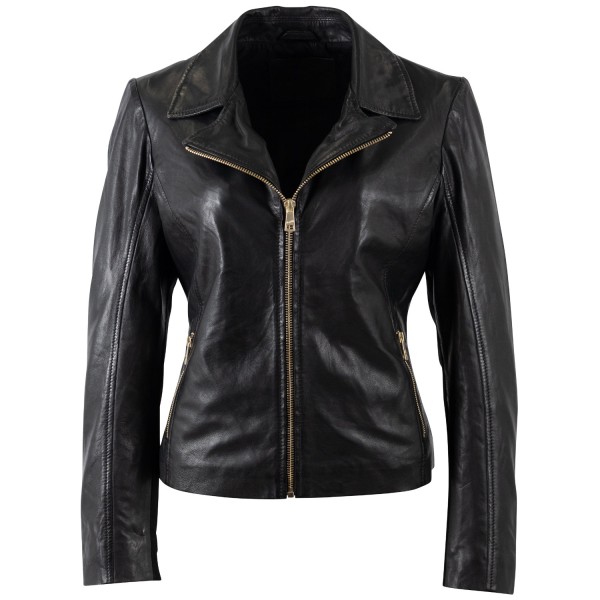 Geaca de Piele Dama Mauritius Neagra MWZkandi