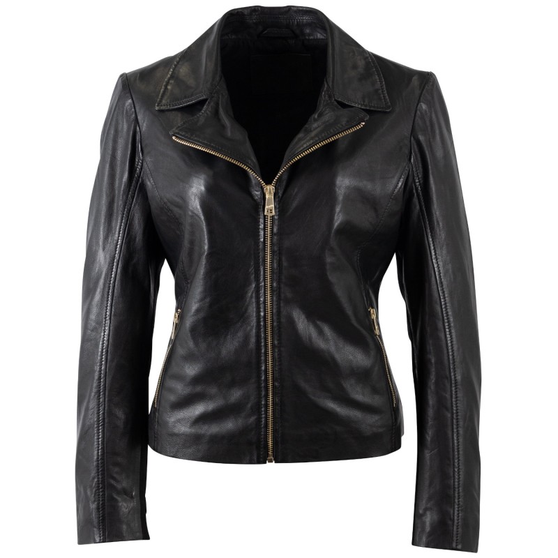 Geaca de Piele Dama Mauritius Neagra MWZkandi – Geci de Piele