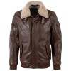 Geacă de Piele Bărbați Deercraft DMFlynn Maro Aviator Geacă de piele maro pentru bărbați Deercraft DMFlynn stil aviator cu guler Teddy