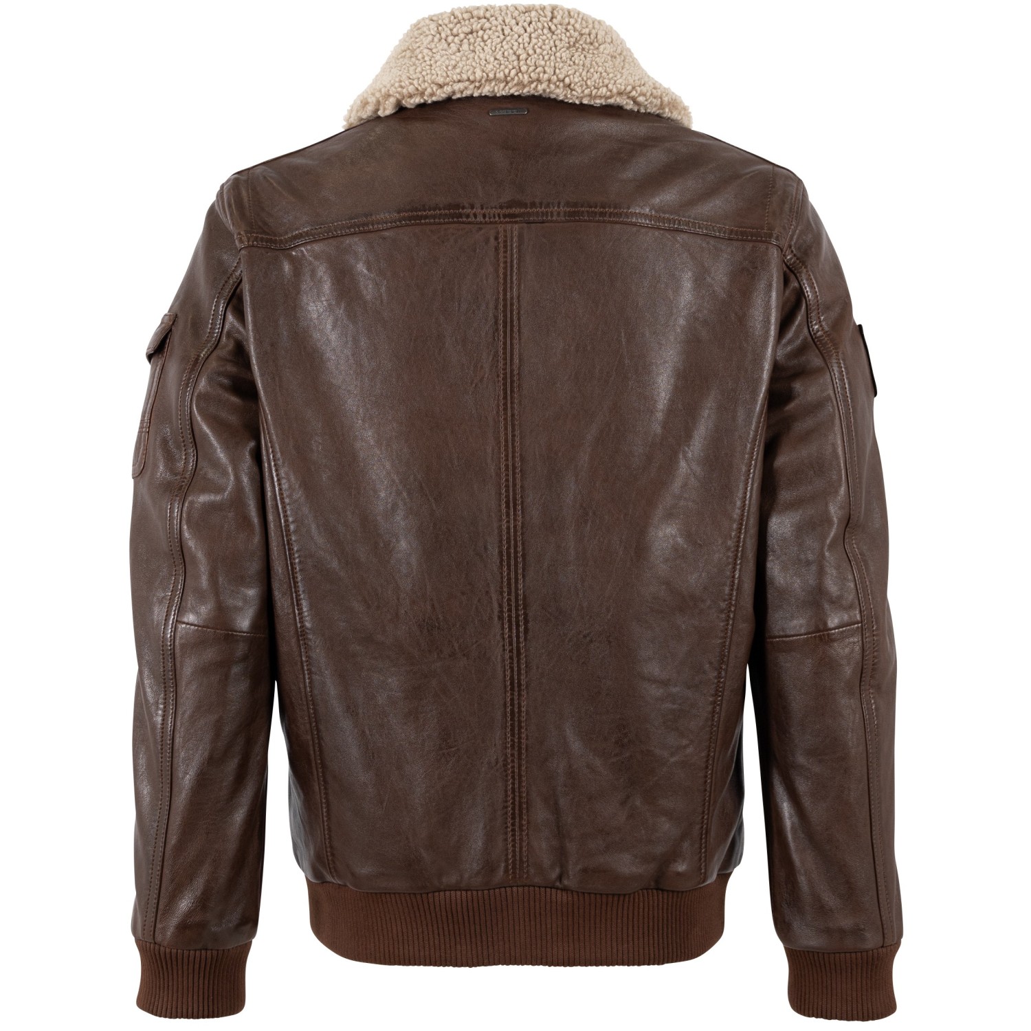 Geacă de Piele Bărbați Deercraft DMFlynn Maro Aviator Geacă de piele maro pentru bărbați Deercraft DMFlynn stil aviator cu guler Teddy