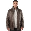 Geacă de Piele Bărbați Deercraft DMRyanhold Maro Închis Geacă de piele maro închis pentru bărbați Deercraft DMRyanhold stil field jacket cu patru buzunare