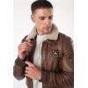 Geacă de piele whiskey pentru bărbați Mauritius MMCruise stil aviator cu guler Teddy