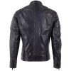 Geacă de piele bărbați Mauritius MMDerry albastru vintage, Regular Fit, cu guler scurt, umeri matlasați și patru buzunare cu fermoar