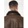Geacă de piele maro pentru bărbați Mauritius MMFiort stil aviator cu guler teddy