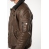 Geacă de piele maro pentru bărbați Mauritius MMFiort stil aviator cu guler teddy