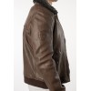 Geacă de piele maro pentru bărbați Mauritius MMFiort stil aviator cu guler teddy