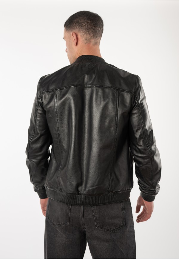 Geacă de piele neagră pentru bărbați Mauritius MMGlashy tip blouson din piele naturală — fotografia 4