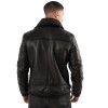 Geacă de piele îmblănită negru vintage pentru bărbați Mauritius MMPolarforce stil Sherpa