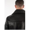 Geacă de piele îmblănită negru vintage pentru bărbați Mauritius MMPolarforce stil Sherpa