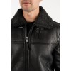 Geacă de piele îmblănită negru vintage pentru bărbați Mauritius MMPolarforce stil Sherpa