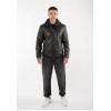 Geacă de piele îmblănită negru vintage pentru bărbați Mauritius MMPolarforce stil Sherpa