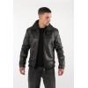 Geacă de piele îmblănită negru vintage pentru bărbați Mauritius MMPolarforce stil Sherpa
