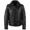Geacă de piele îmblănită negru vintage pentru bărbați Mauritius MMPolarforce stil Sherpa