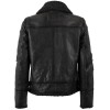 Geacă de piele îmblănită negru vintage pentru bărbați Mauritius MMPolarforce stil Sherpa