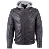 Geacă Biker de Piele Bărbați Mauritius MMRylo Albastru Denim cu Glugă Detașabilă