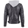 Geacă Biker de Piele Bărbați Mauritius MMRylo Albastru Denim cu Glugă Detașabilă
