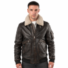 Geacă de piele maro vintage pentru bărbați Mauritius MMSkypatrol stil aviator cu guler Teddy