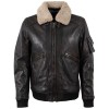 Geacă de piele maro vintage pentru bărbați Mauritius MMSkypatrol stil aviator cu guler Teddy